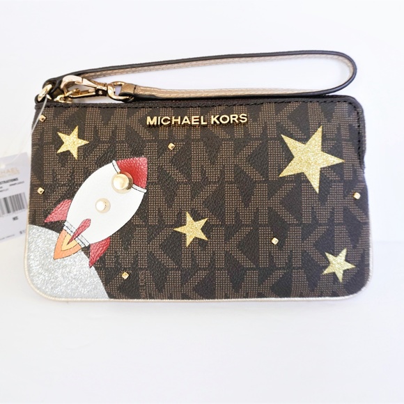 Michael Kors Giftable Large TZ Wristlet MK Brown - Picture 2 of 8